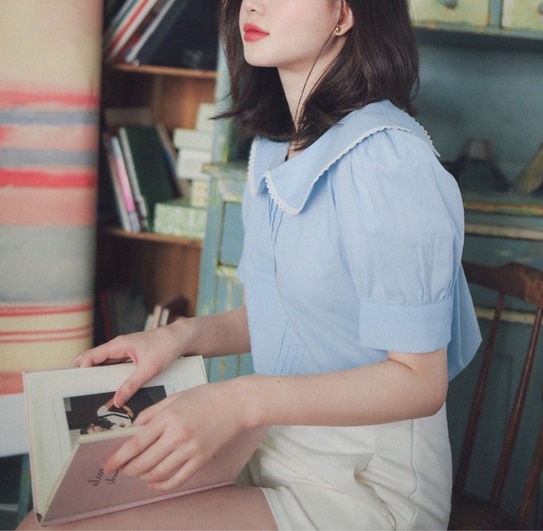 ÁO SƠ MI CÔNG SỞ NỮ NGẮN TAY, ÁO KIỂU SEN KẸP REN THỜI TRANG AA569 12 sm 2022 06 14 10 30 48 0700 jarAhiPyJY