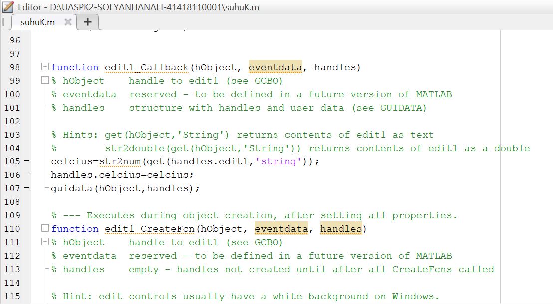 Konversi Suhu Matlab Menggunakan radio button