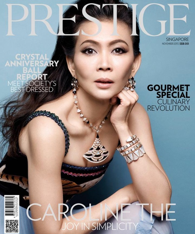 Prestige Singapore November 2015, Caroline The Resort 2016 Gucci Tiger Silk Chiffon Gown Editorials