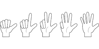 Image of hands counting 1 to 5 on fingers