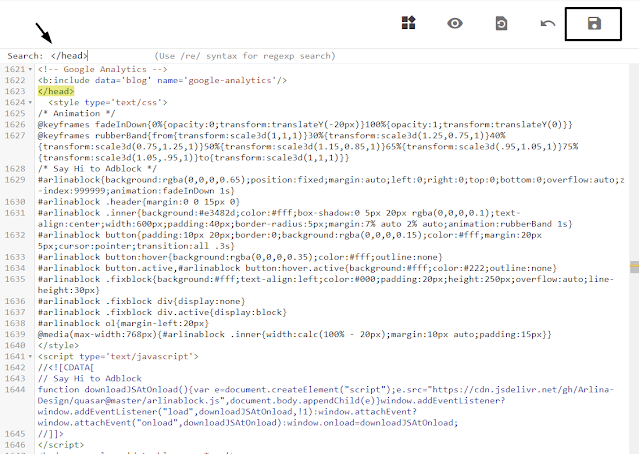 Anti Adblock script installation in blogger html section