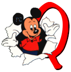 Alfabeto de Mickey Mouse en diferentes posturas y vestuarios Q.