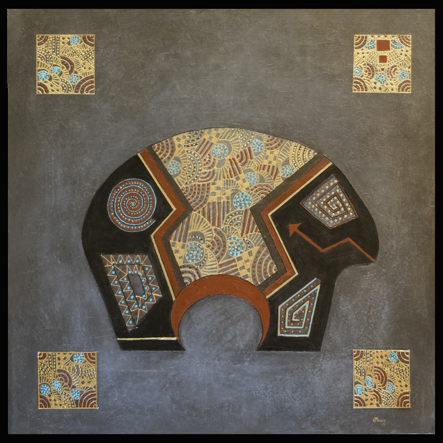 PAT STACY ART Contemporary Southwest Abstract Mixed Media Animal Art