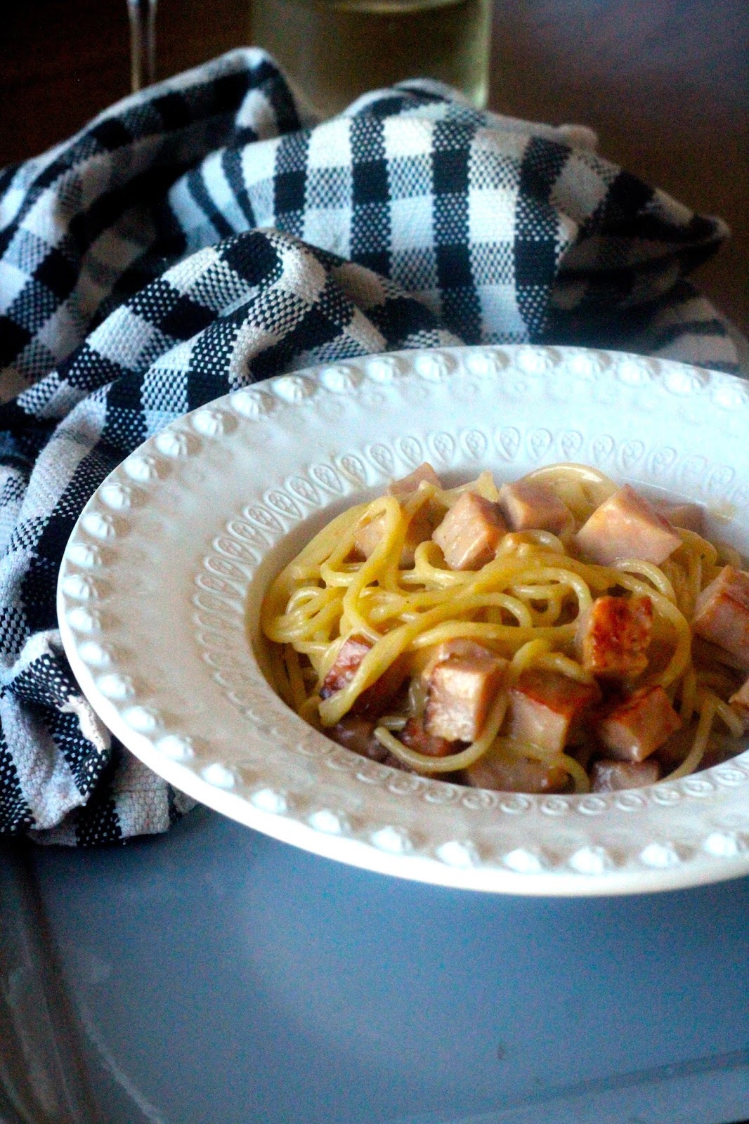 Esparguete Carbonara com Queijo Cheddar