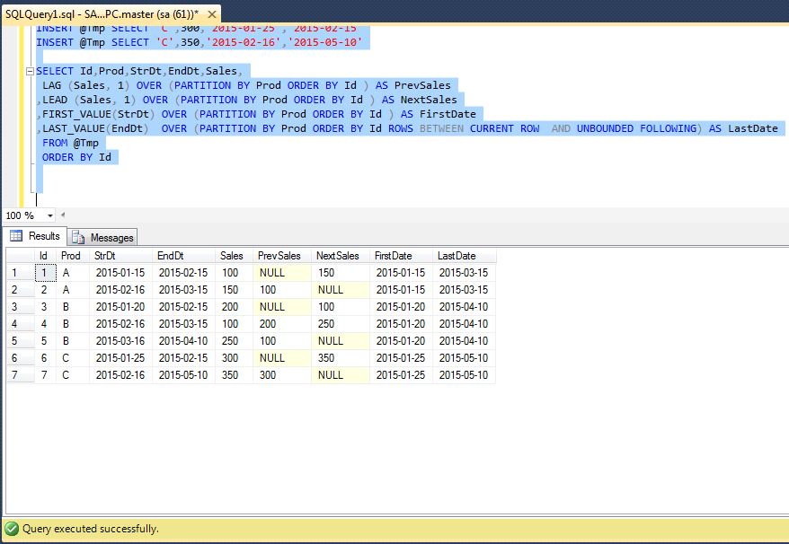 All about SQLServer SQL Server access Previous / Next rows and first