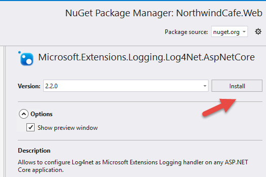 Install Microsoft.Extensions.Logging Package