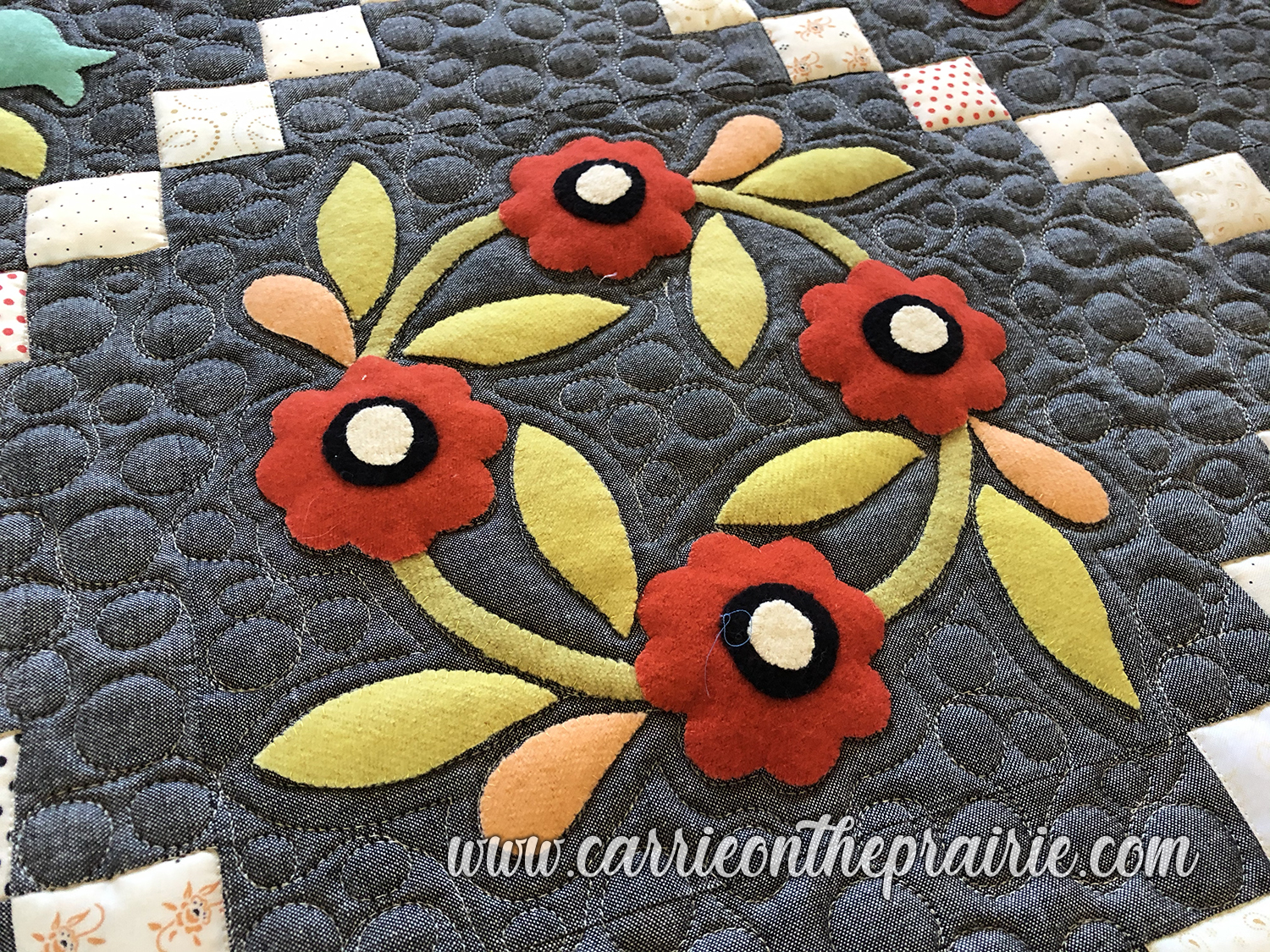 Carrie On The Prairie Wool Applique Quilt