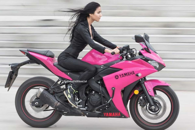 Girl Biker Girl and Pink Yamaha YZF-R3