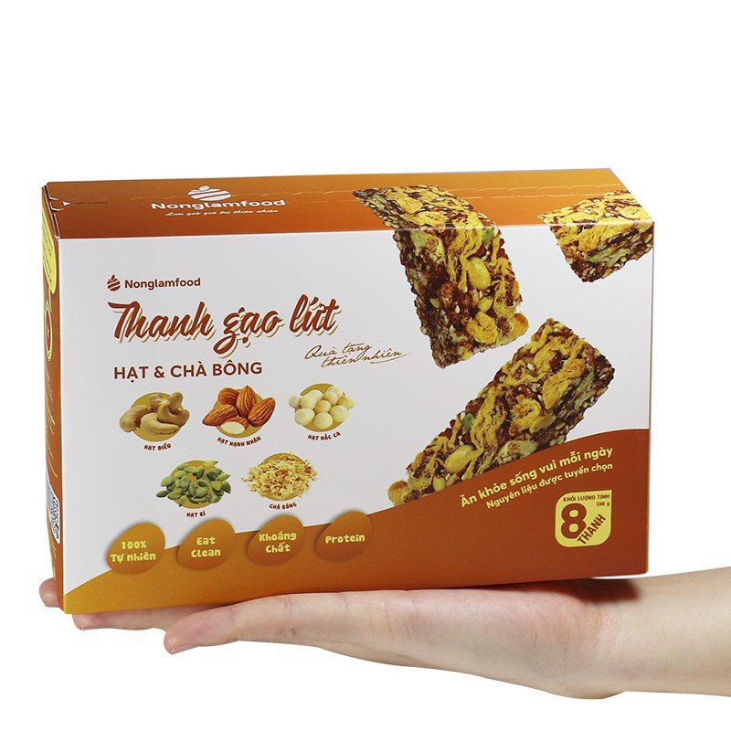 [COMBO FREESHIP & QUÀ] 4 Hộp Thanh Gạo Lứt Hạt & Chà Bông Nông Lâm Food