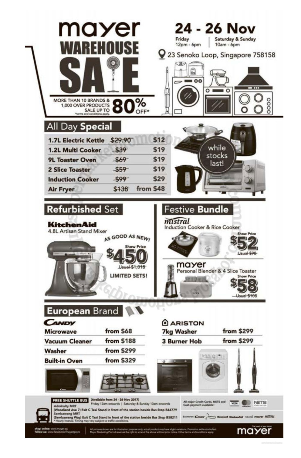 Mayer Warehouse Sale 24 26 November 2017 Supermarket Promotions