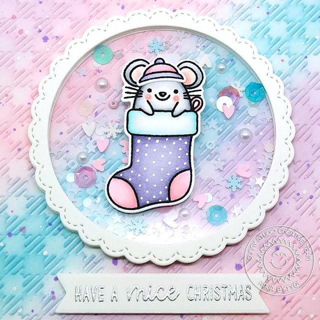 Sunny Studio Stamps: Merry Mice Fancy Frame Dies Christmas Themed Shaker Card by Anja Bytyqi Sunny Studio Stamps: Merry Mice Fancy Frame Dies Christmas Themed Shaker Card by Anja Bytyqi