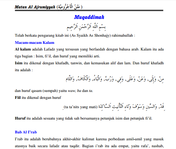 Terjemah Matan Jurumiyah PDF Situs Santri