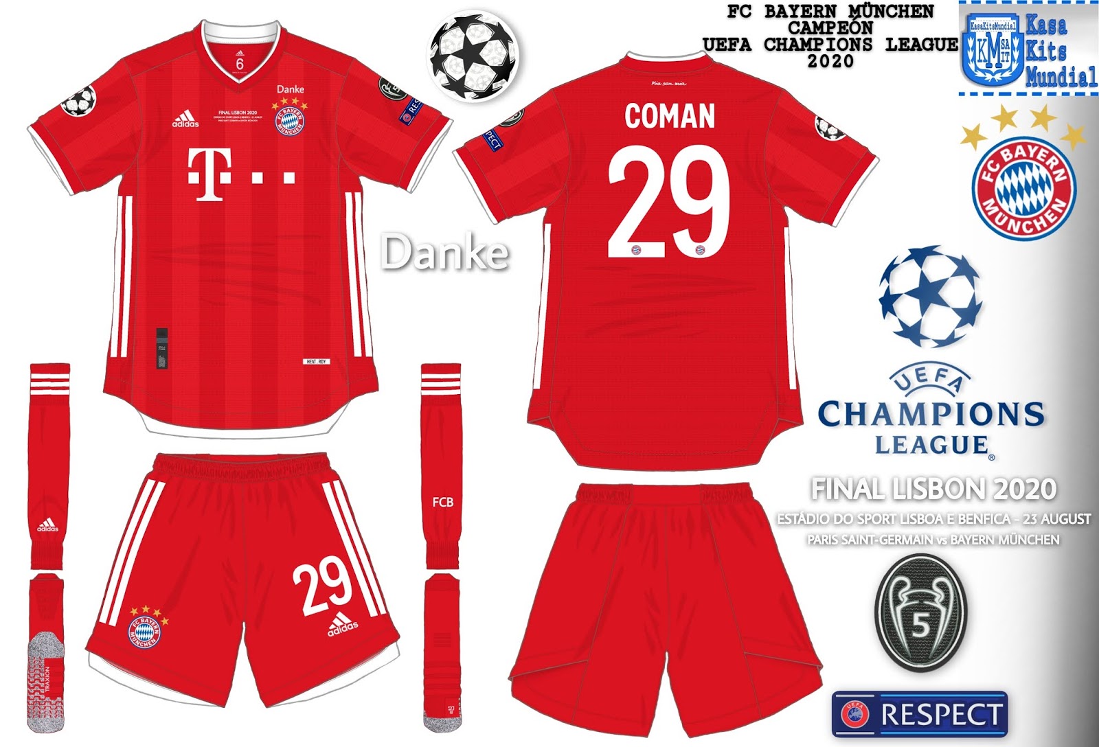 CasaKits Mundial: Camiseta de Bayern M\u00fcnchen Campe\u00f3n UEFA Champions league 2020