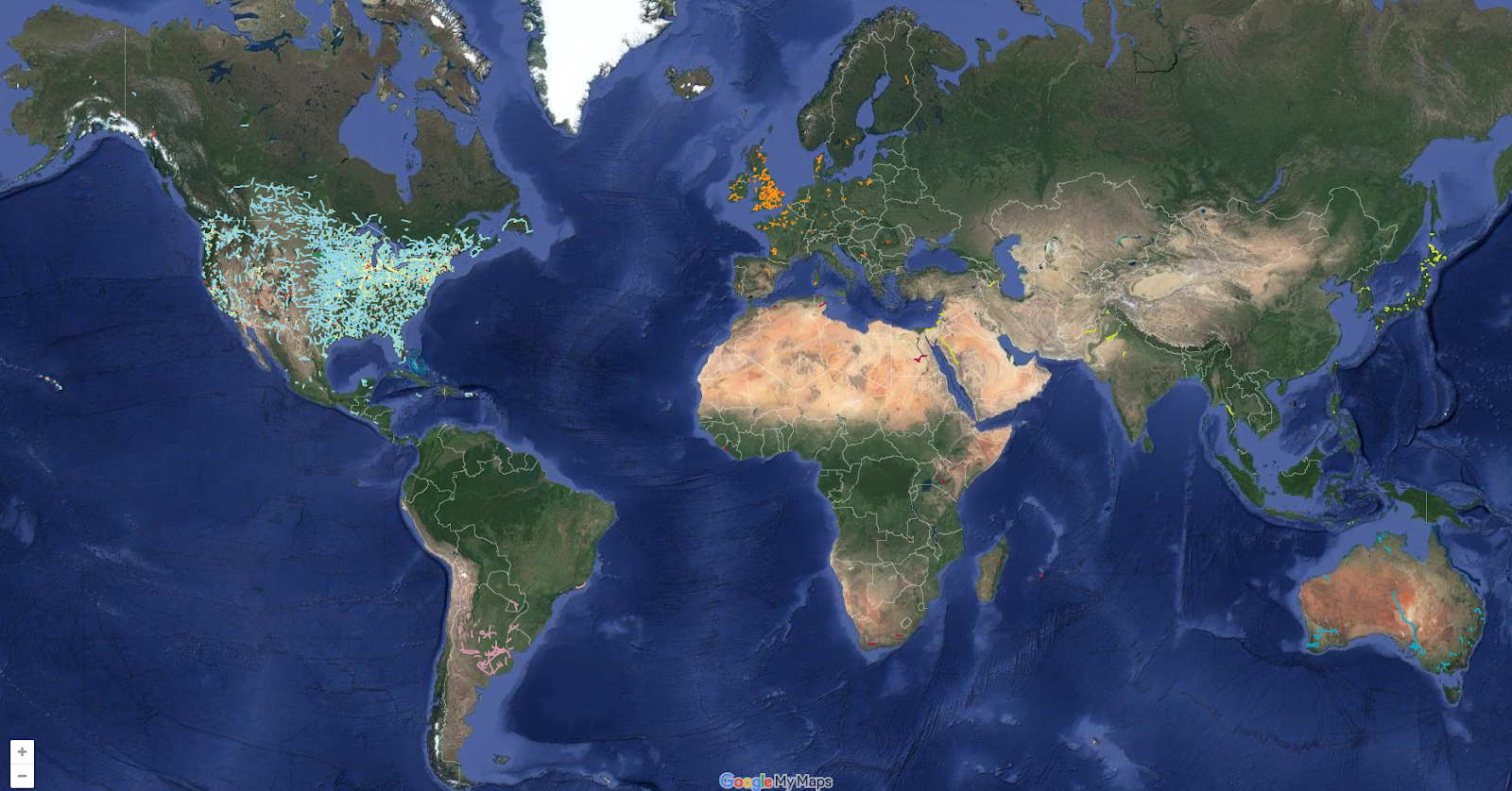 Карта мира со спутника 2010 года