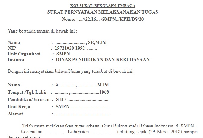 Contoh Surat SPMT untuk Guru dan Tenaga Kontrak Dosen Killer
