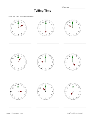 Kidz Worksheets Kindergarten Time Worksheet1