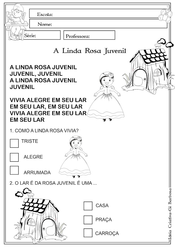 Atividade A Linda Rosa Juvenil Interpretação De Texto Com