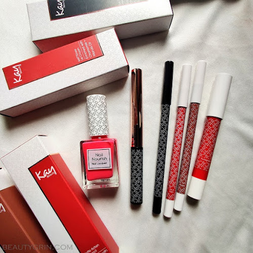 Kay Beauty Makeup Review: Gel Kajal, Liquid Eyeliner, Lipstick, Lip Liner and Nail polish