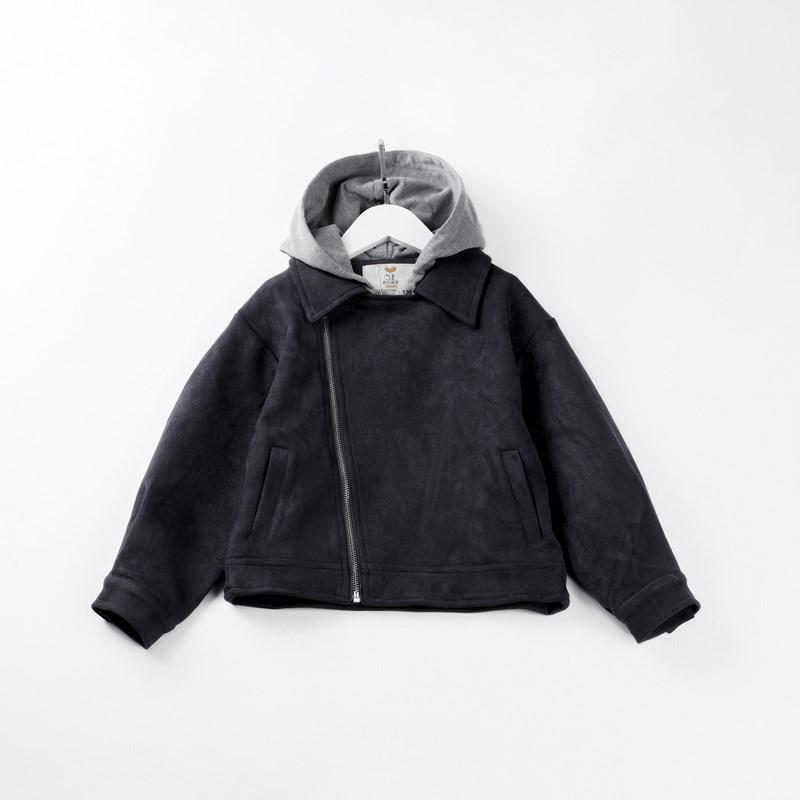 Áo Khoác Trẻ Em Da Lộn Tay Dài Phối Dây Kéo – BCOBI 157354