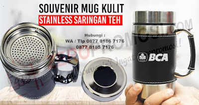 Souvenir Kantor Mug Office Leather Hitam, Vacuum Mug, Gelas / Mug Tumbler Stainless, Cetak Mug Kulit Saringan Teh, Mug Coffee Kulit Elegant, Mug kulit saringan stainless premium, MUG TERMOS KULIT SHUMA 450 ML