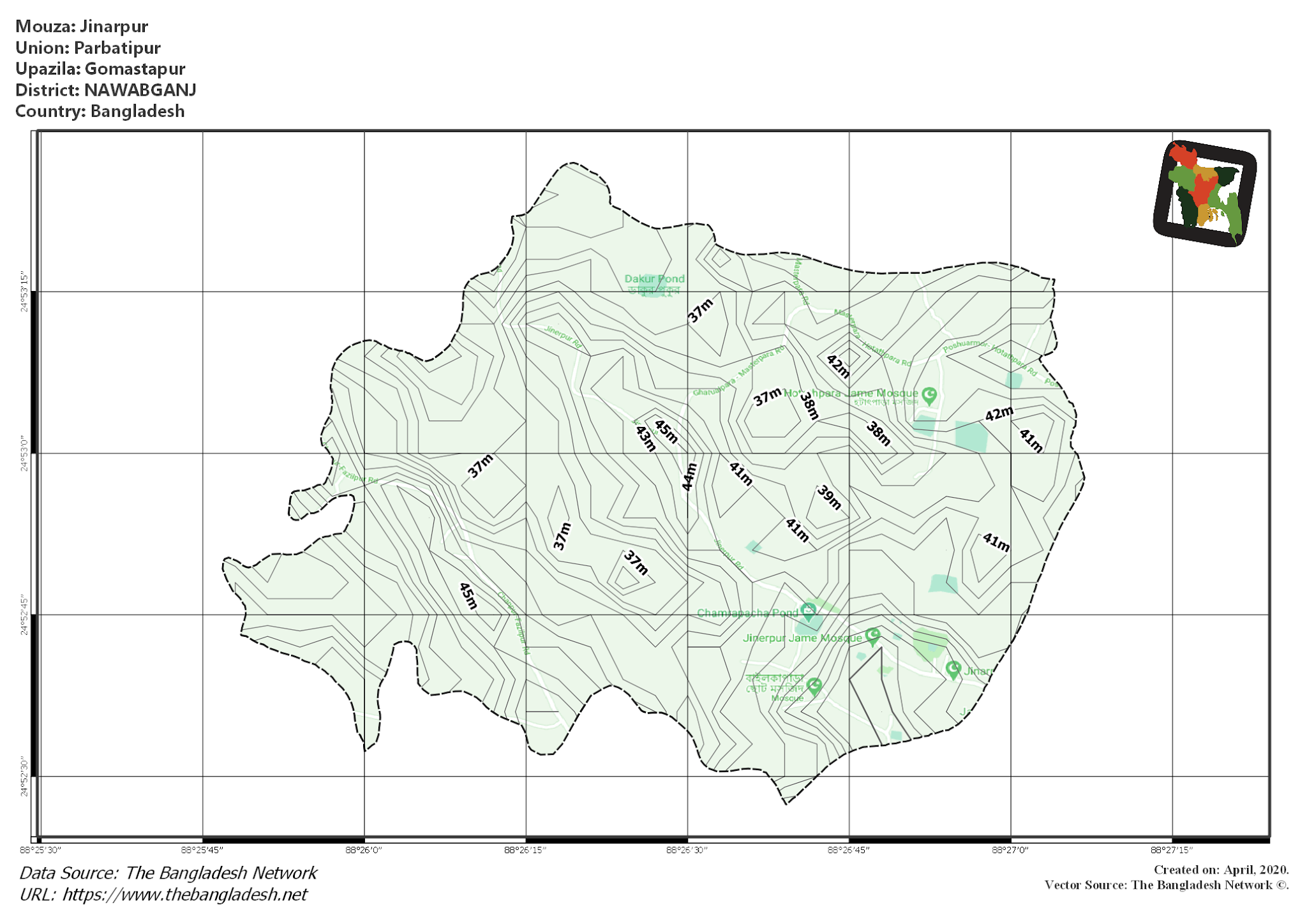 Map of Jinarpur Mouza of Gomastapur Upazila, NAWABGANJ Map of Jinarpur Mouza of Gomastapur Upazila, NAWABGANJ, Bangladesh.