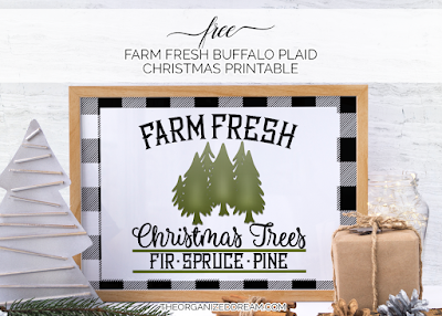 Free farm fresh buffalo plaid Christmas printable for your home and craft projects!   #buffaloplaid #christmas #printables #freebie