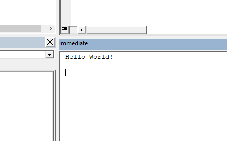 Print Hello World in immediate window