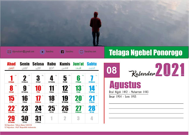 Kalender 2021 Bulan Agustus