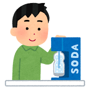 炭酸水メーカーを使う人のイラスト（男性）