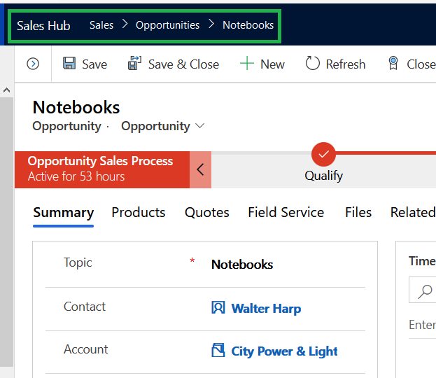 Dynamics 365 Customer Engagement Where is Breadcrumb navigation in
