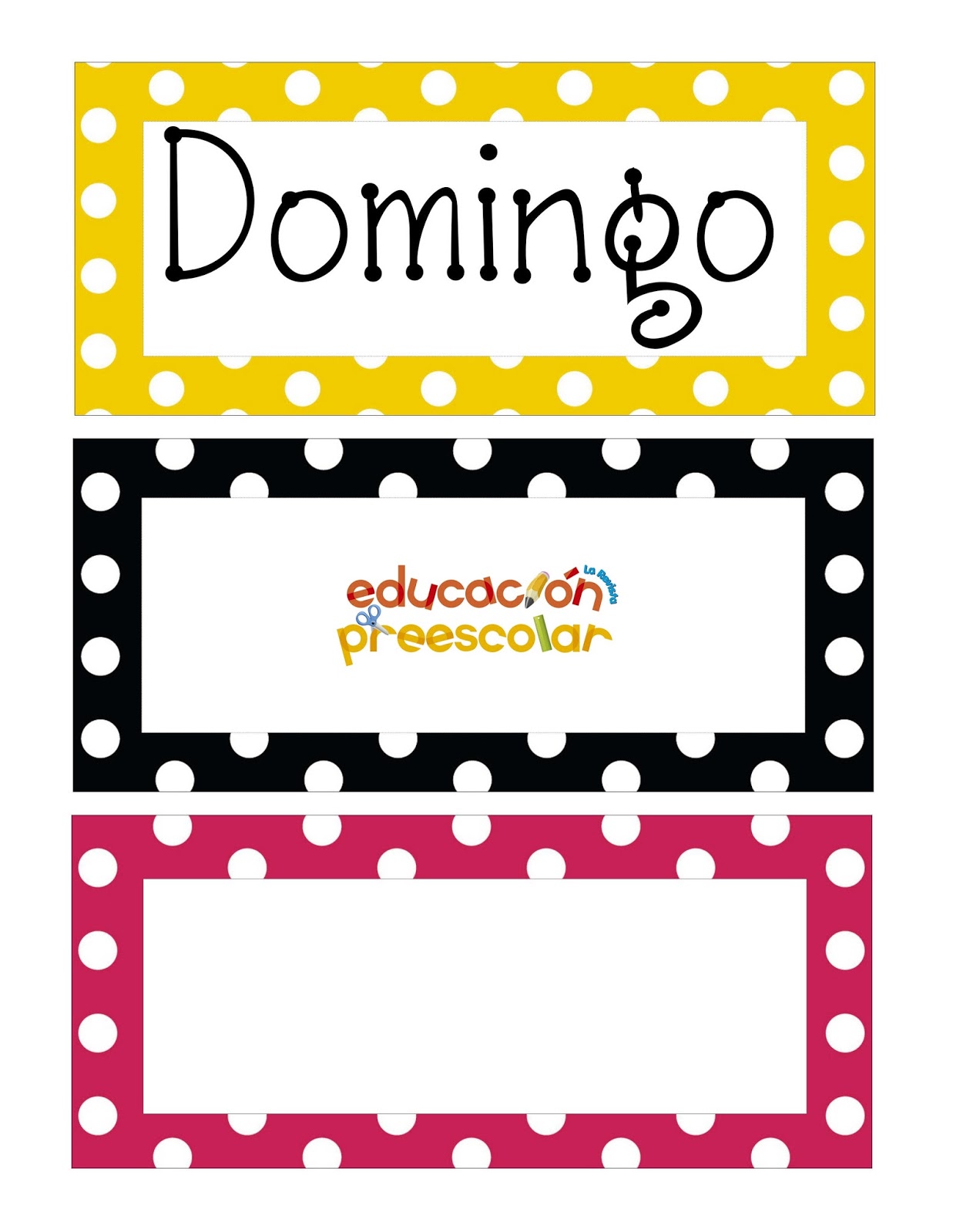 Días de la semana en español e inglés para imprimir