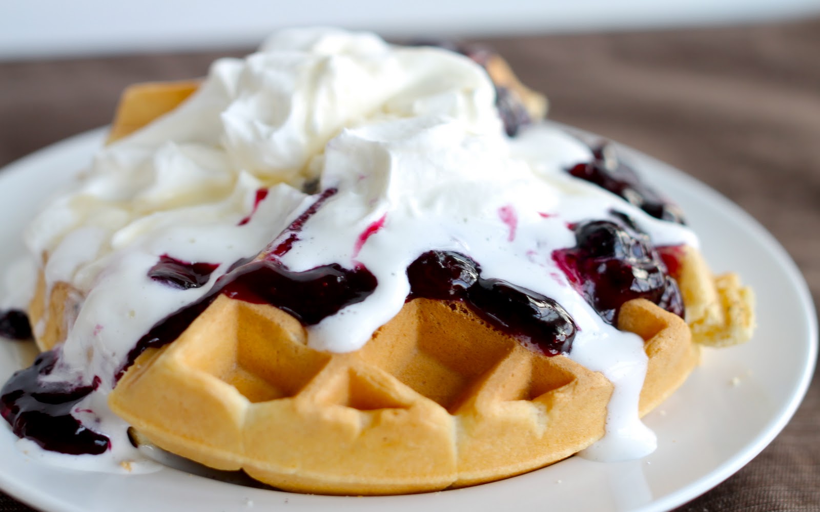 Yammie's Noshery Belgian Waffles with Blueberry Lemon Compote