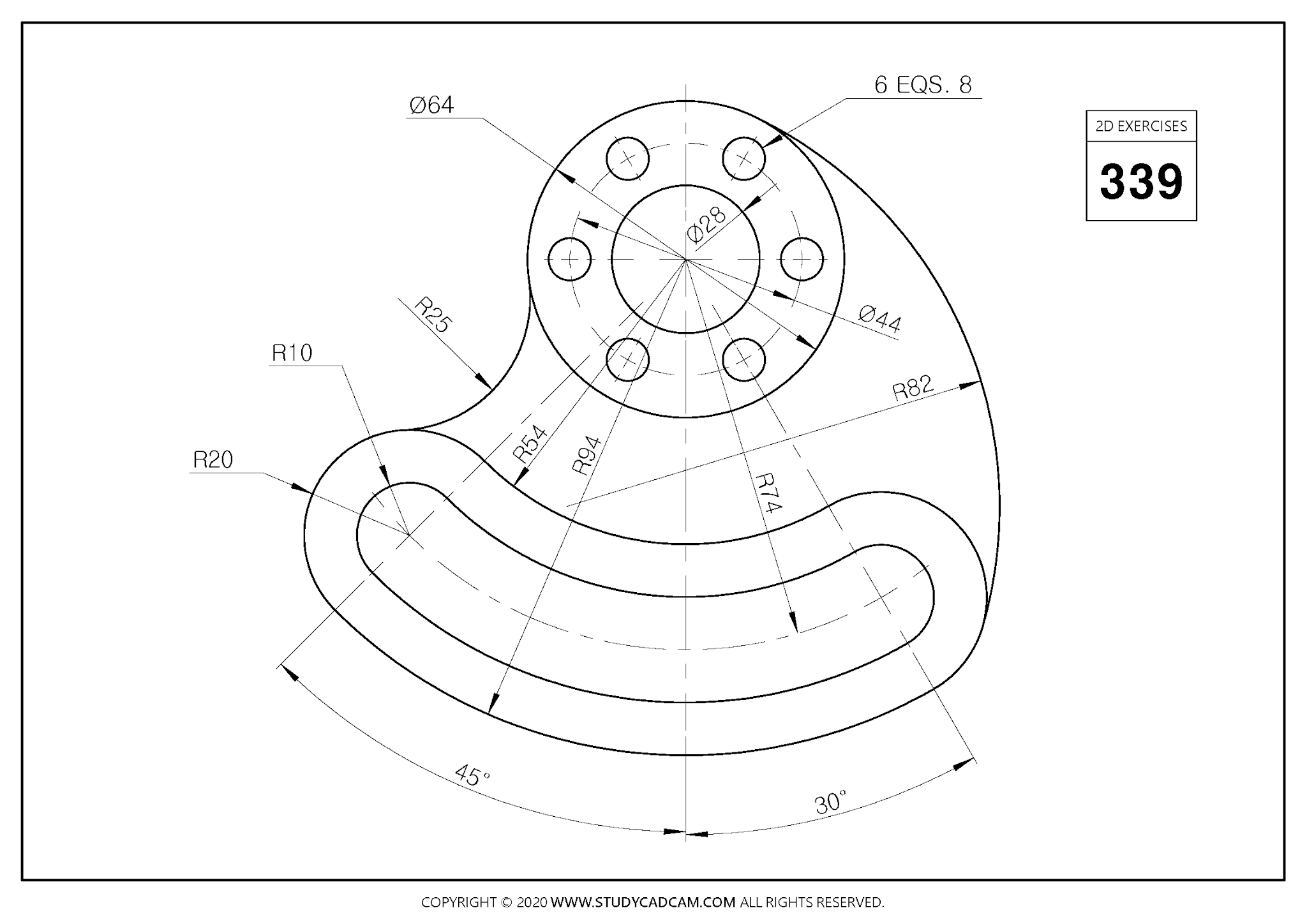 2D CAD EXERCISES 339 - STUDYCADCAM