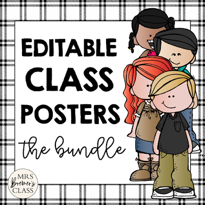 Editable Class Posters for your classroom Kindergarten First Grade Second Grade