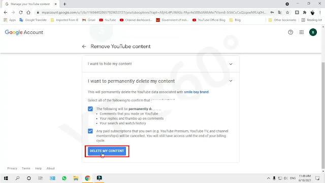 delete youtube channel in tamil