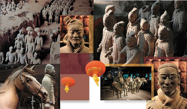 Знаменитая глиняная армия   из мавзолея первого императора Китая Цинь Шихуанди в Сиане