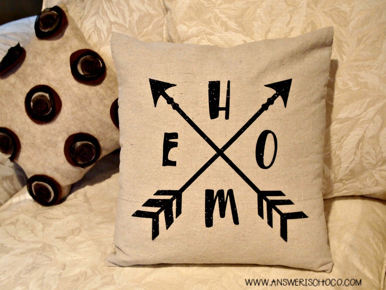 The Answer Is Chocolate Simple Sewing HTV Drop Cloth Pillows