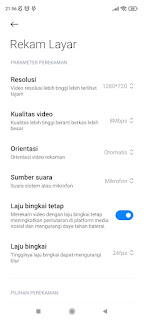 Setting Rekam Layar Hp Xiaomi