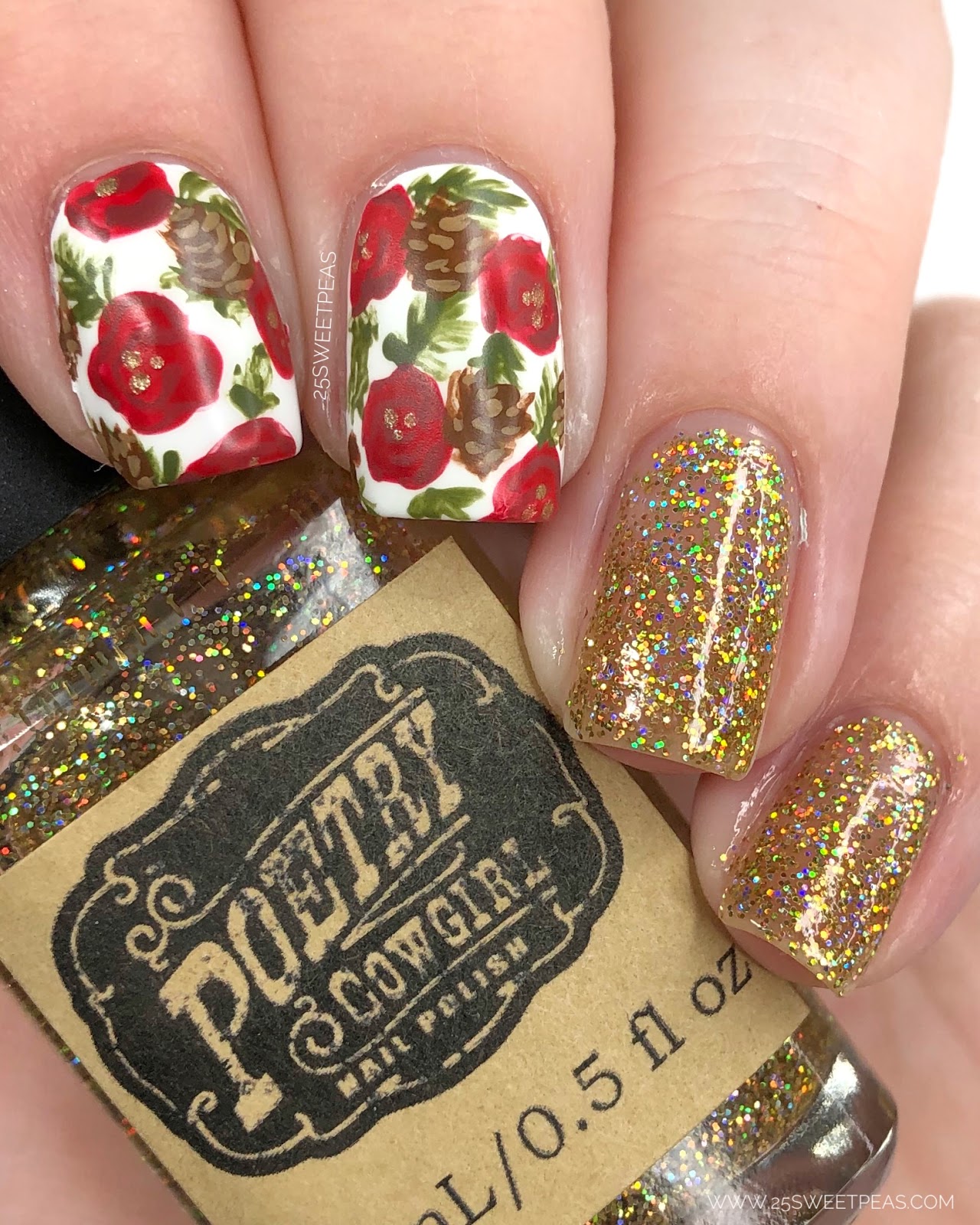 Floral Christmas Nail Art — 25 Sweetpeas