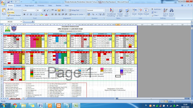 Kalender Pendidikan SMA Negeri 1 Labuhanhaji Tahun Pelajaran 2021/2022