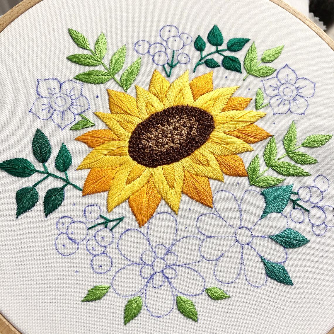 Hướng dẫn thêu hoa hướng dương - Hình 2