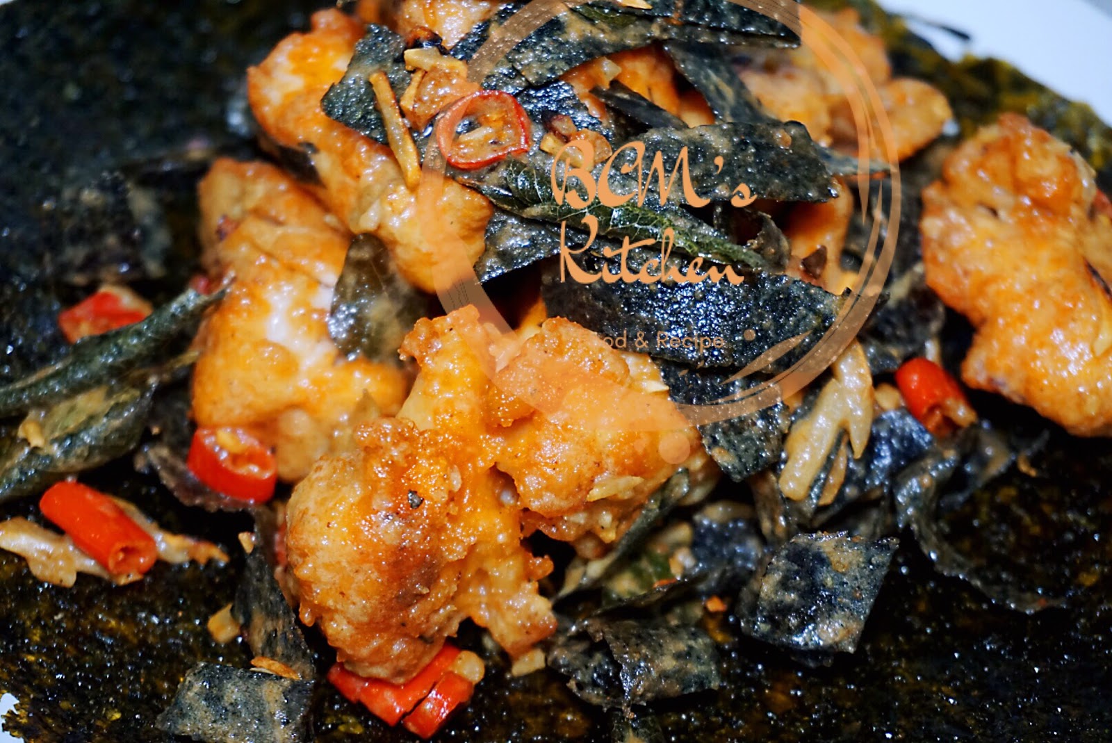 Resipi Seaweed Salted Egg Chicken