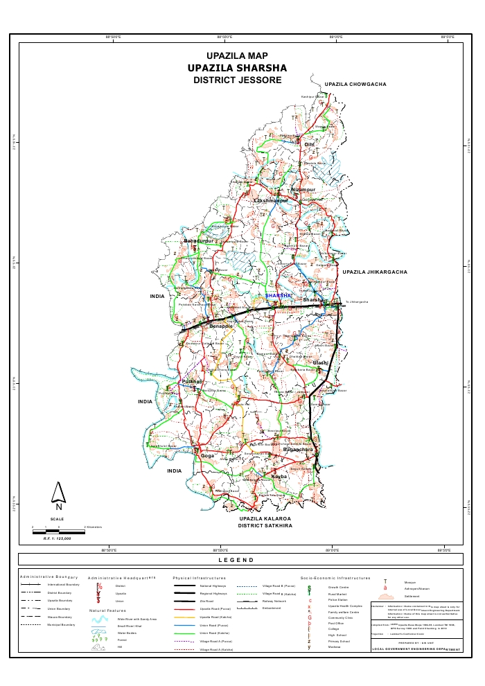 Sharsha Upazila Map Jessore District Bangladesh