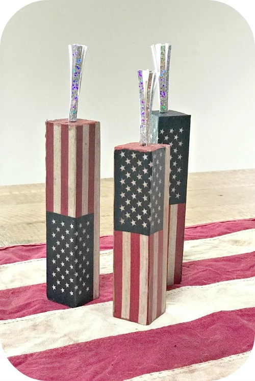 American flag firework blocks