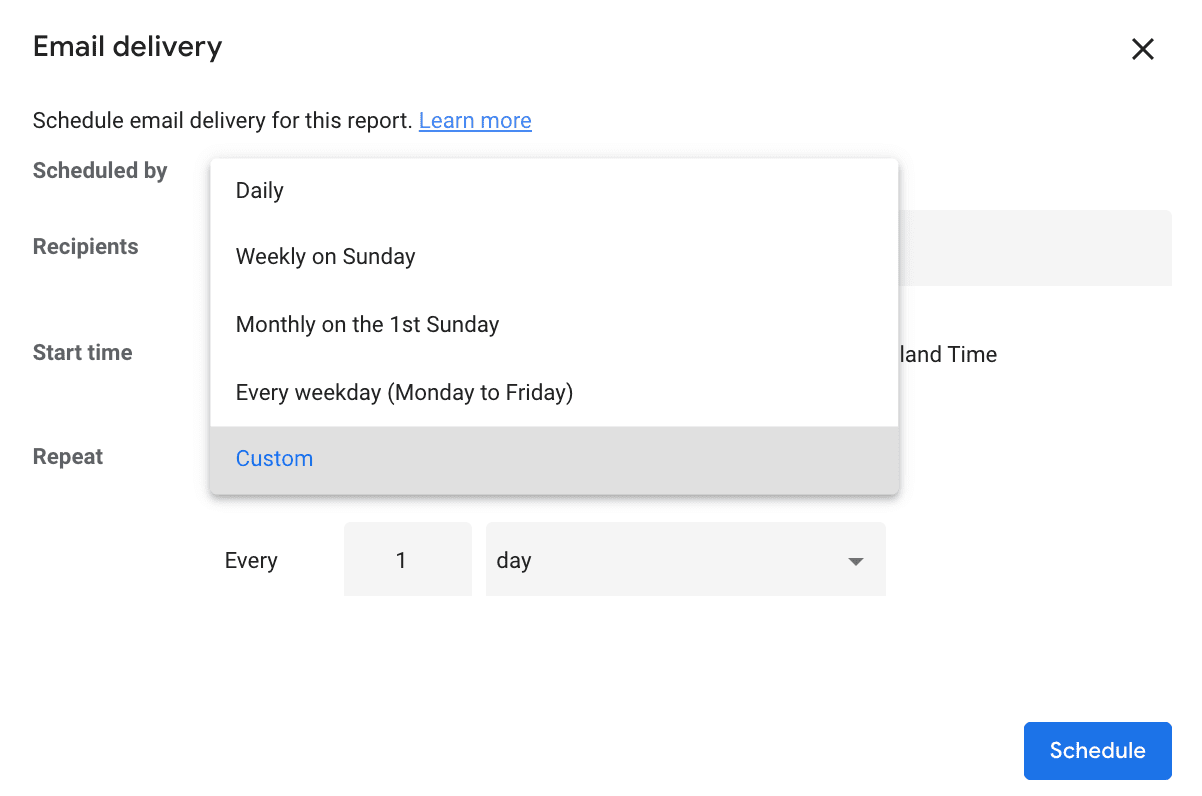 รีพอร์ท Google Data Studio ด้วย Schedule email delivery 