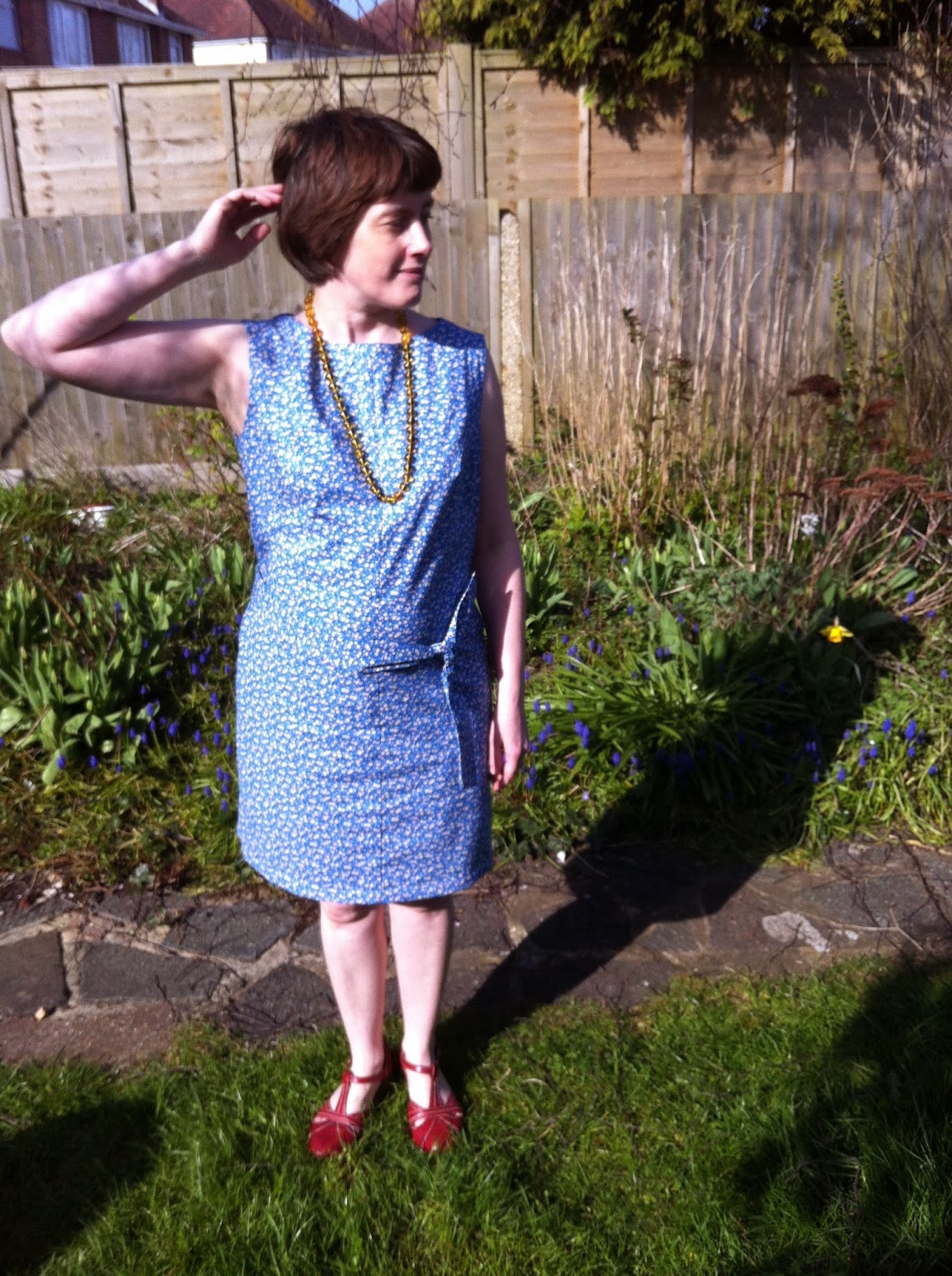 Seams Odd, Louise: It's warm enough for a spring dress- just!