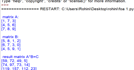 Write Python program to perform matrix multiplication. Discuss the ...