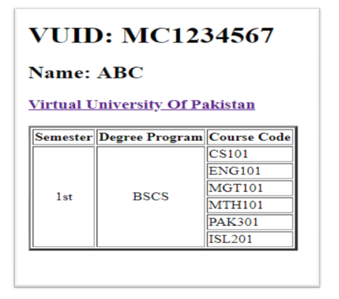Virtual university assignments date sheet