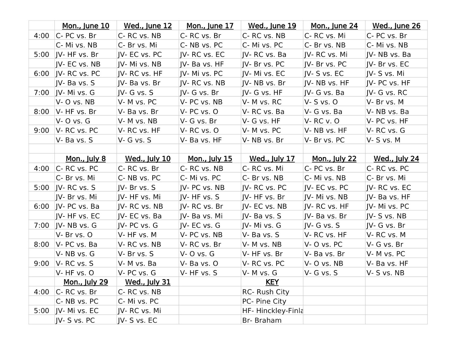 PINE CITY BOYS BASKETBALL Pine City Boys Basketball Summer League Schedule