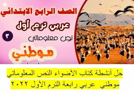 حل أنشطة كتاب الأضواء النص المعلوماتي موطني عربي رابعة الترم الأول 2022